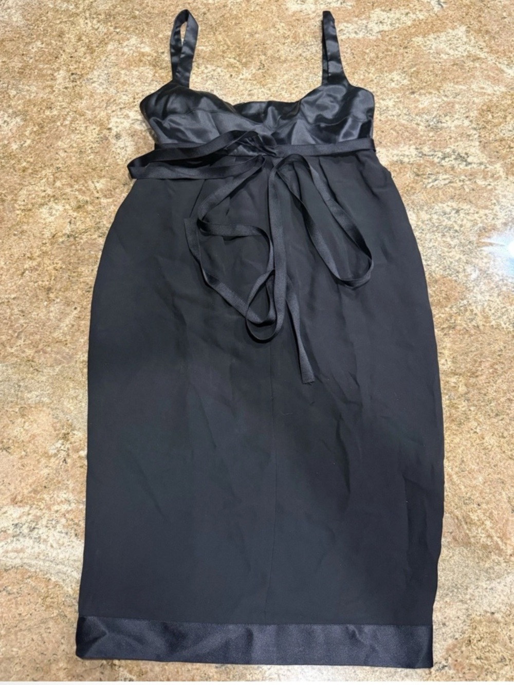 CHANEL Black Satin-Trim Midi SAMPLE cocktail Dress FR 38 US6 made in France